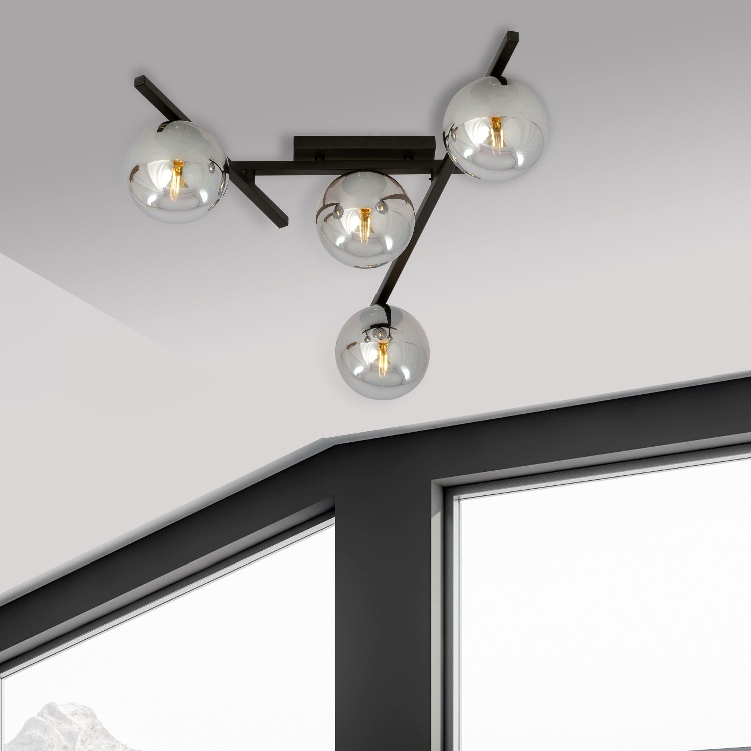 Emibig Smart lampa podsufitowa 4x10 W czarna-grafitowa 1104/4