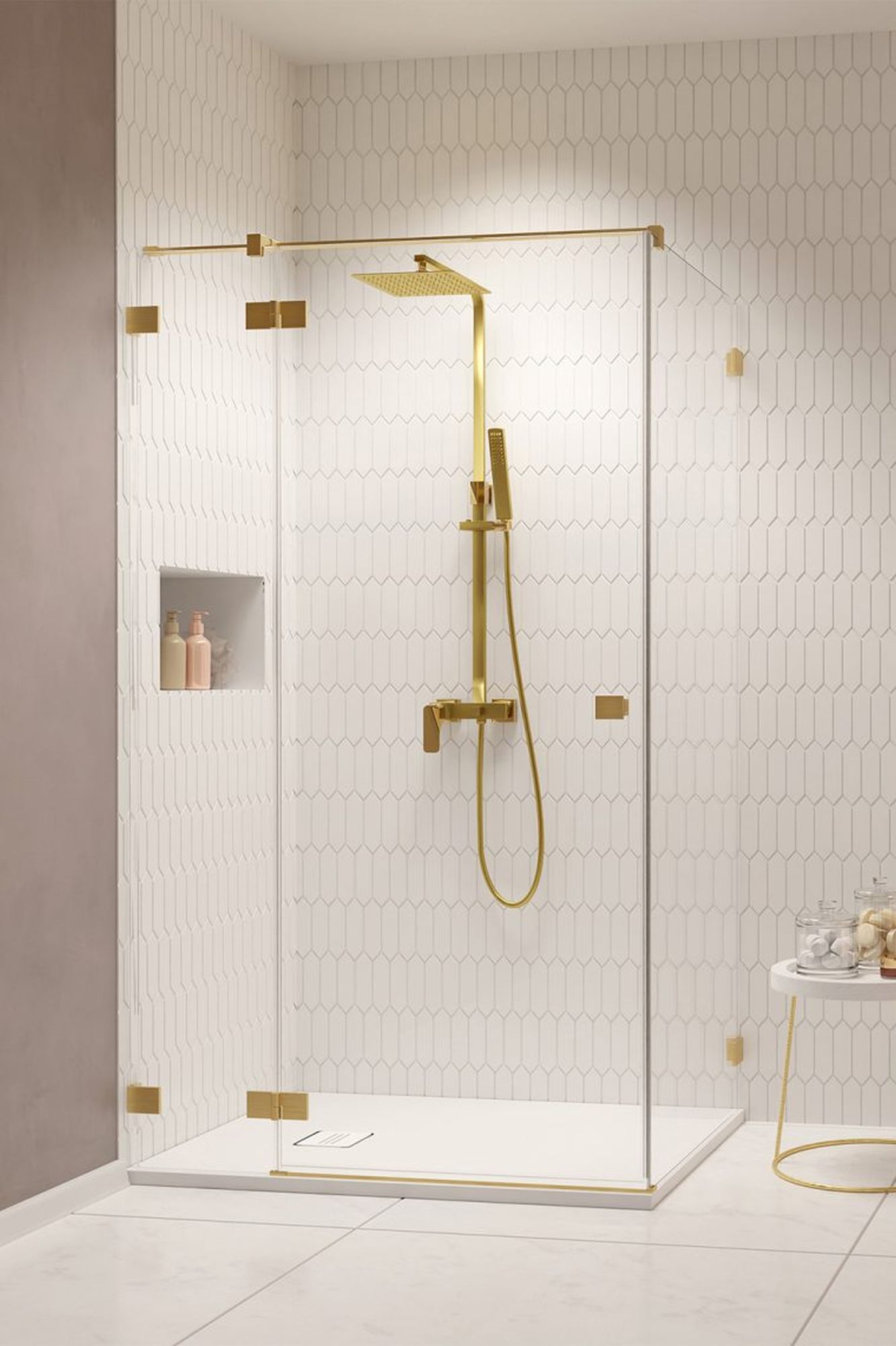 Radaway Essenza Pro Brushed Gold KDJ drzwi prysznicowe 80 cm lewe złoty szczotkowany/szkło przezroczyste 10097080-99-01L