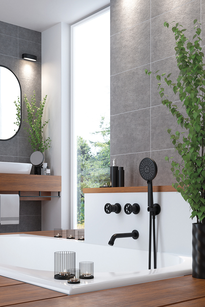 Laveo Muro zestaw prysznicowy podtynkowy z deszczownicą czarny BAU711P