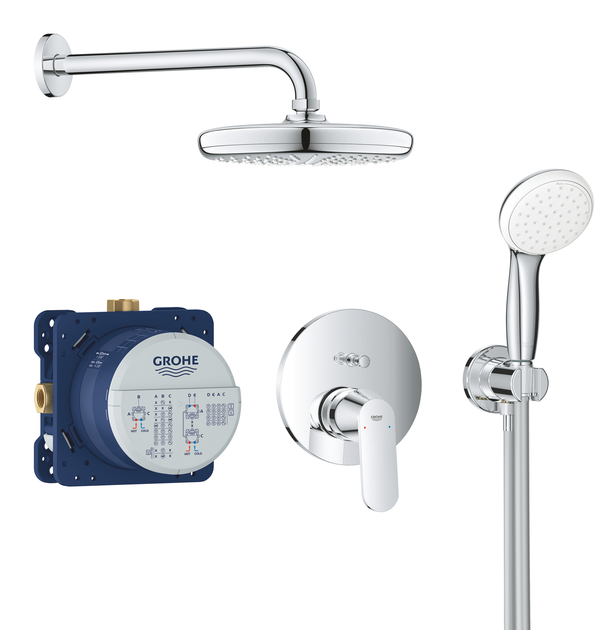 Grohe Eurosmart Cosmopolitan zestaw prysznicowy z deszczownicą chrom 25219001 - Wysyłka w 24h