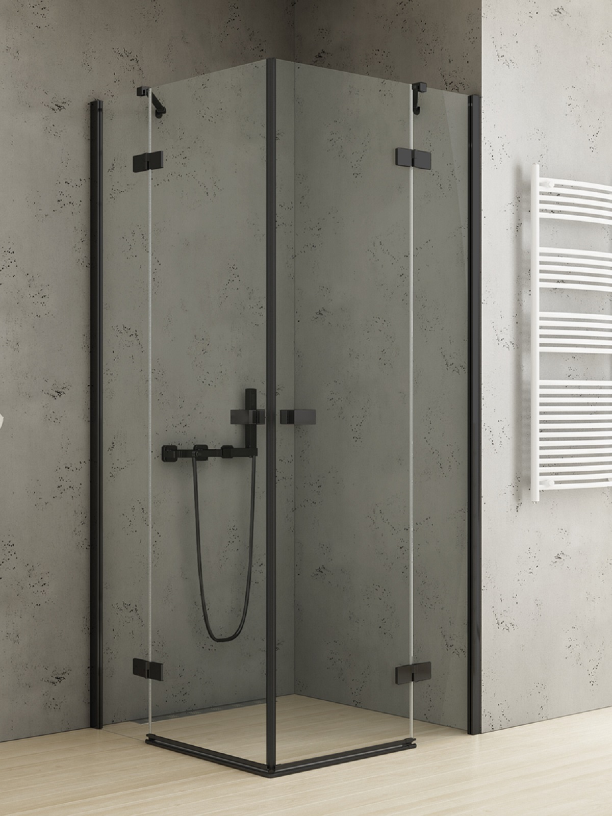 New Trendy Reflexa Black kabina prysznicowa 80x90 cm prostokątna czarny mat/szkło przezroczyste EXK-4973