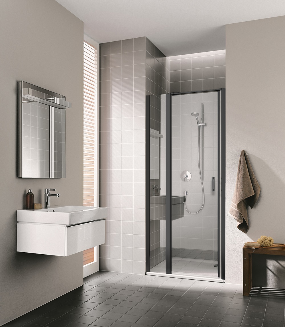 Kermi Cada XS Czarny Soft drzwi prysznicowe 80 cm lewe czarny soft/szkło przezroczyste CK1GL080203PK