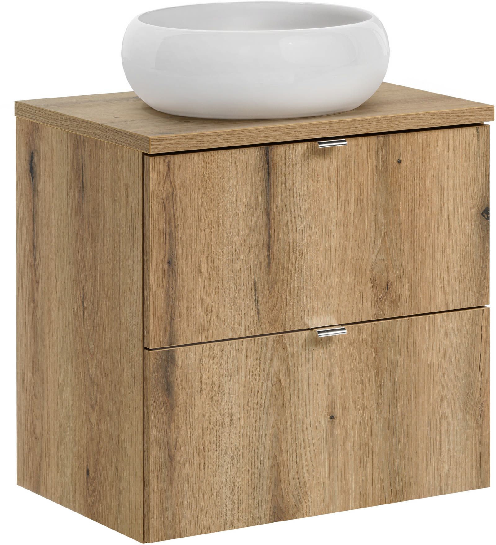 Zestaw meblowy Nova Oak szafka podumywalkowa 60 cm dąb z blatem i umywalką nablatową Wiki SET-NOA B OAK 60CM S UN WIKI SW