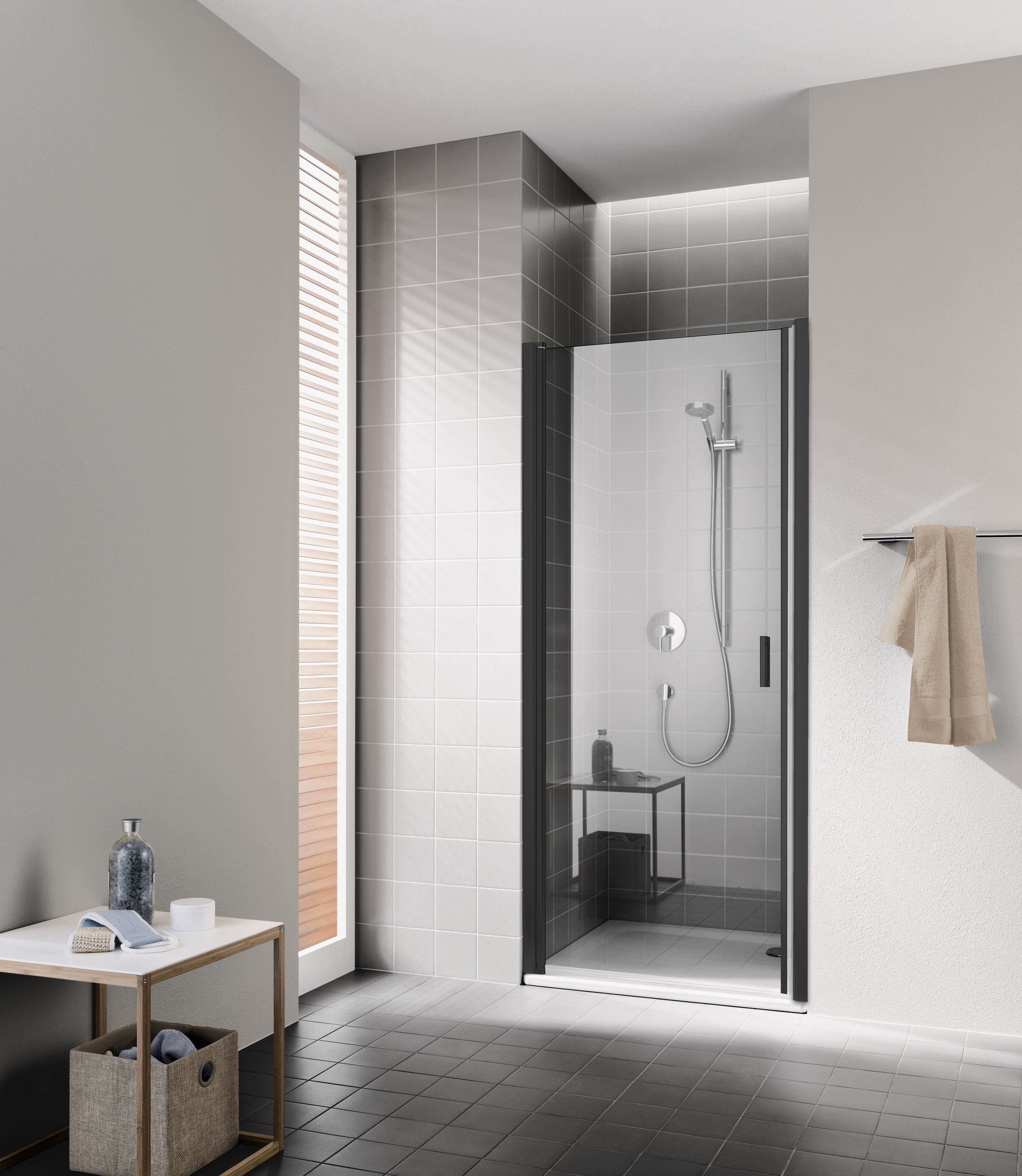 Kermi Cada XS Czarny Soft drzwi prysznicowe 80 cm lewe czarny soft/szkło przezroczyste CK1WL080203PK