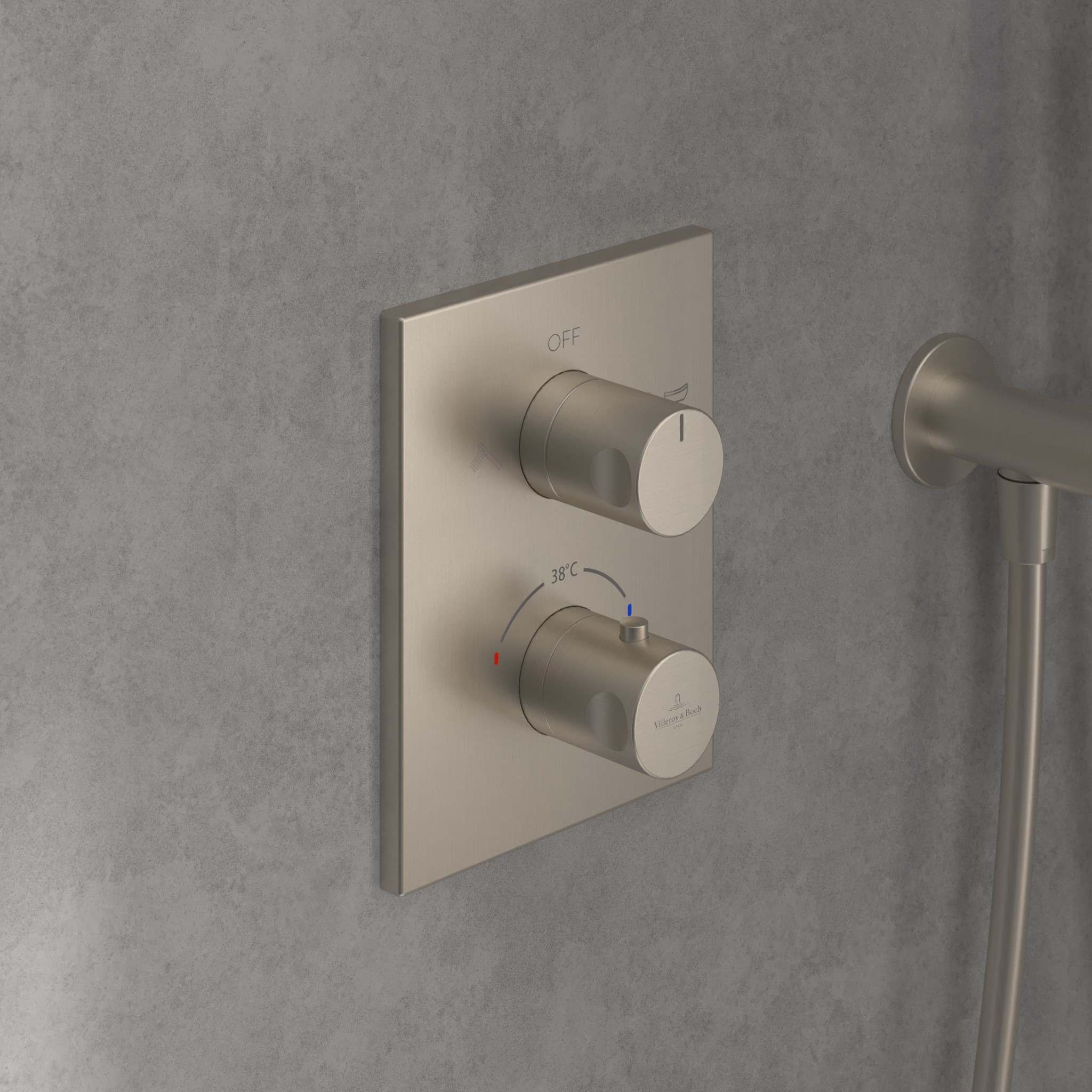 Villeroy & Boch Universal Taps & Fittings bateria wannowo-prysznicowa podtynkowa termostatyczna nikiel szczotkowany TVD00065300064