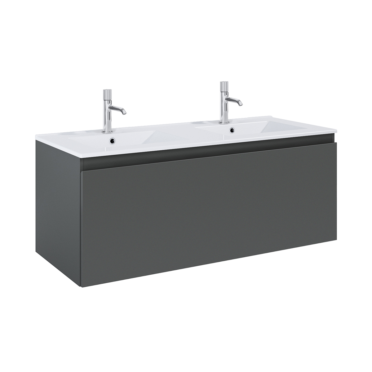Oltens Vernal umywalka z szafką 120 cm biały połysk/grafit mat 68034400 - Wysyłka w 24h