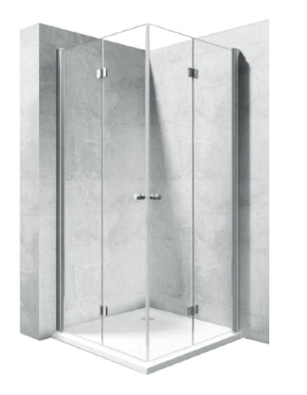 Rea Fold-2 drzwi prysznicowe 80 cm chrom/szkło przezroczyste REA-K7443