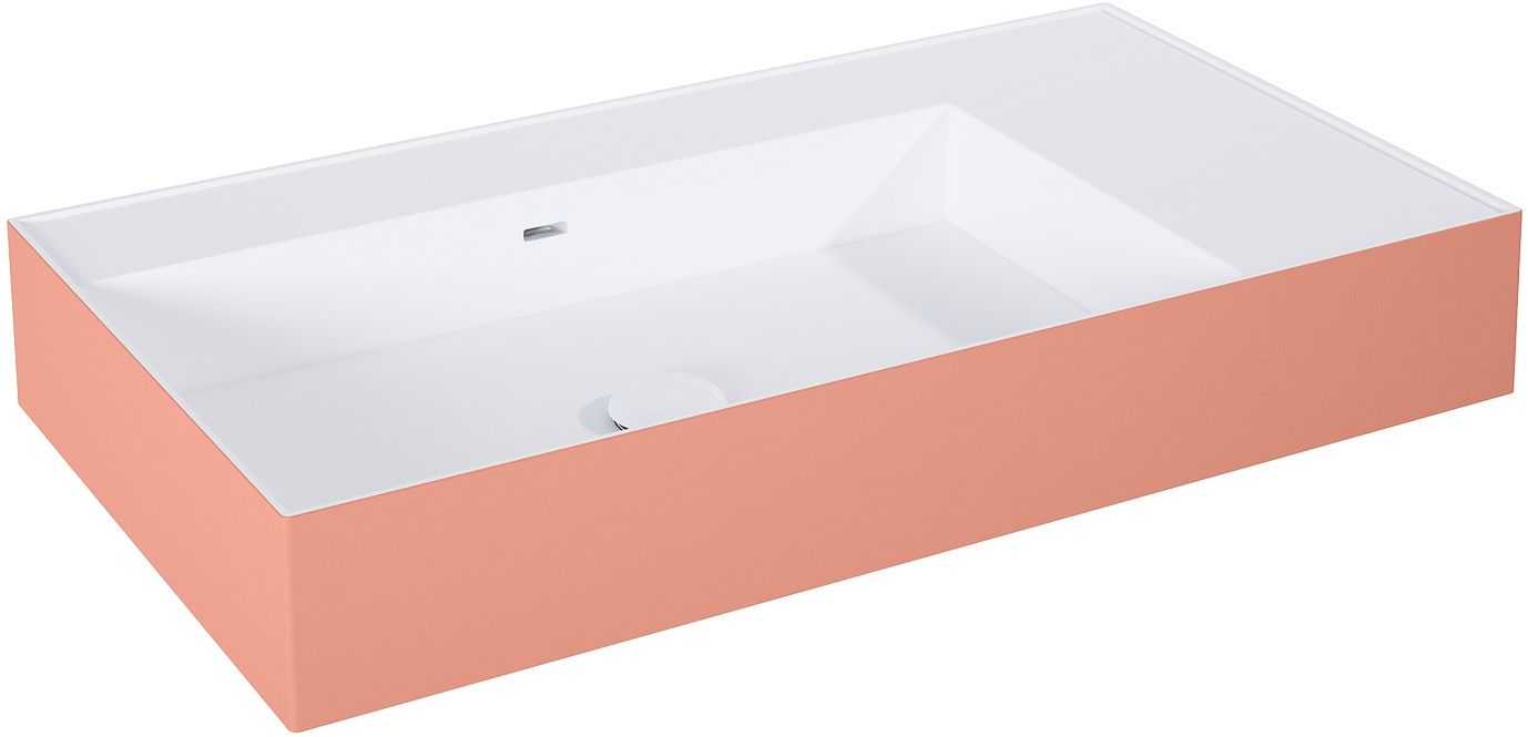 Elita Level umywalka 80,5x45,5 cm prostokątna ścienna lewa white/terra pink matt RE041461216020