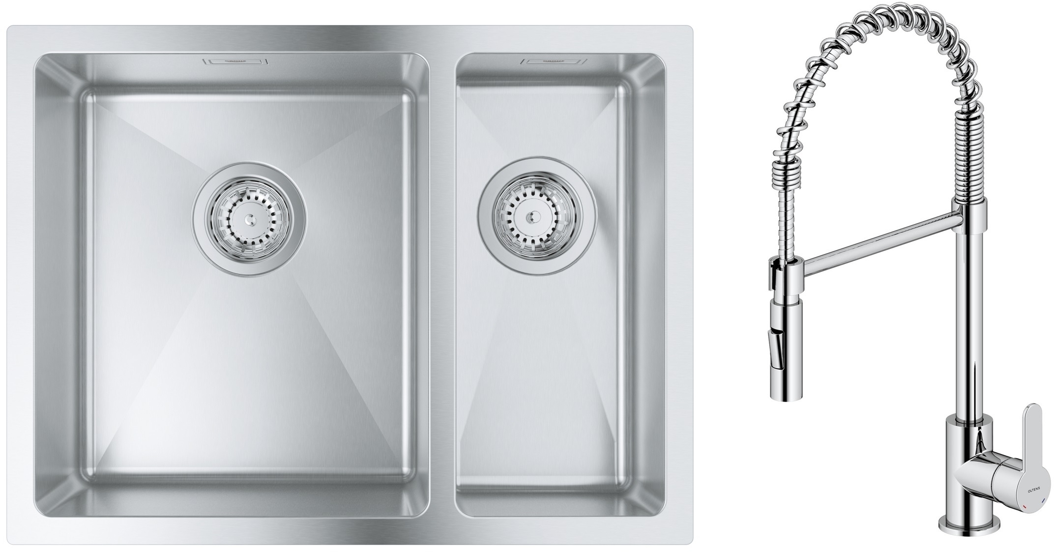 Zestaw Grohe K700 zlewozmywak 59,5x45 cm z baterią kuchenną Oltens Duf stal szlachetna/chrom (31577SD1, 35203100) - Wysyłka w 24h