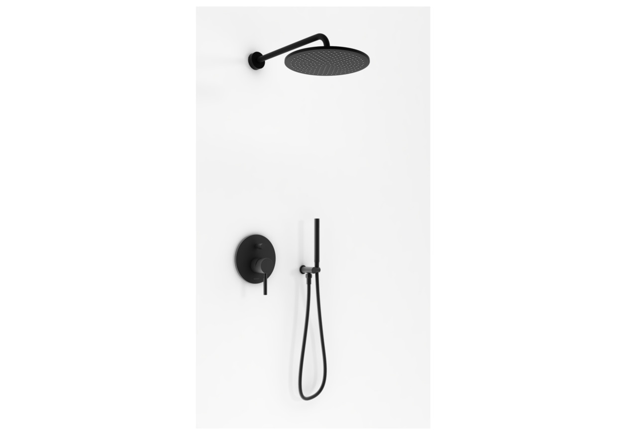 Kohlman Roxin Black zestaw prysznicowy podtynkowy z deszczownicą 25 cm czarny mat QW210RBR25