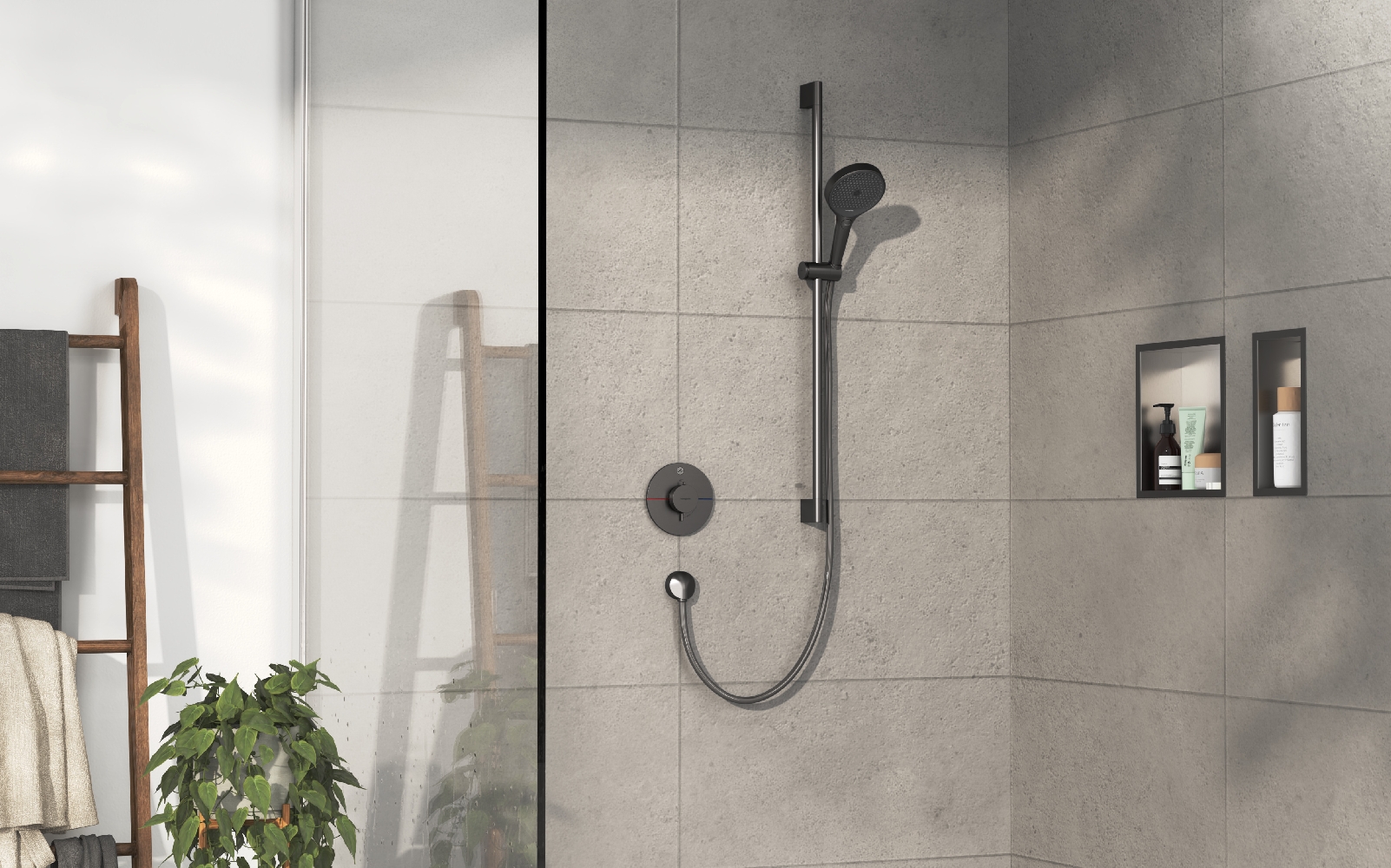 Hansgrohe ShowerSelect Comfort S bateria prysznicowa podtynkowa termostatyczna czarny chrom szczotkowany 15553340