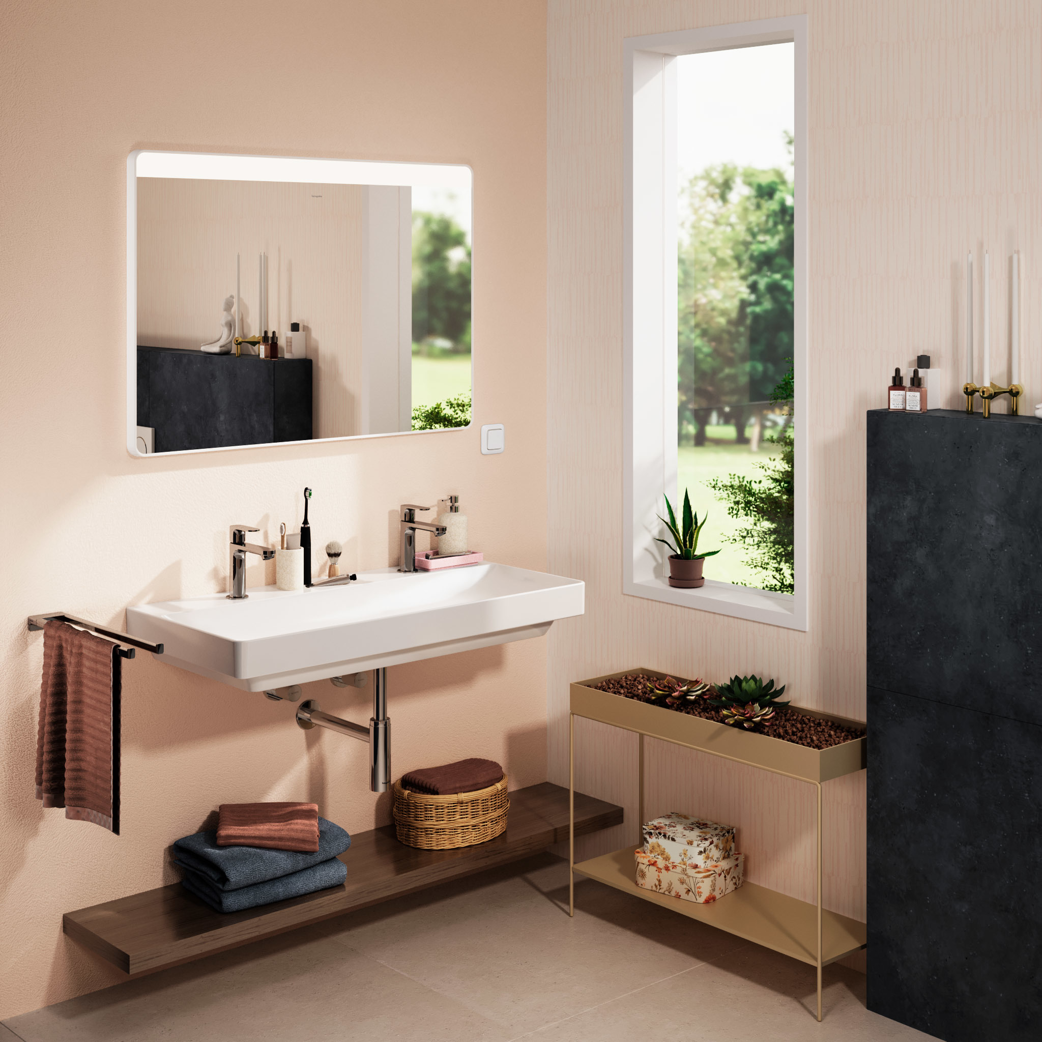 Hansgrohe Xarita Lite Q lustro 100x70 cm prostokątne z oświetleniem biały 54959700