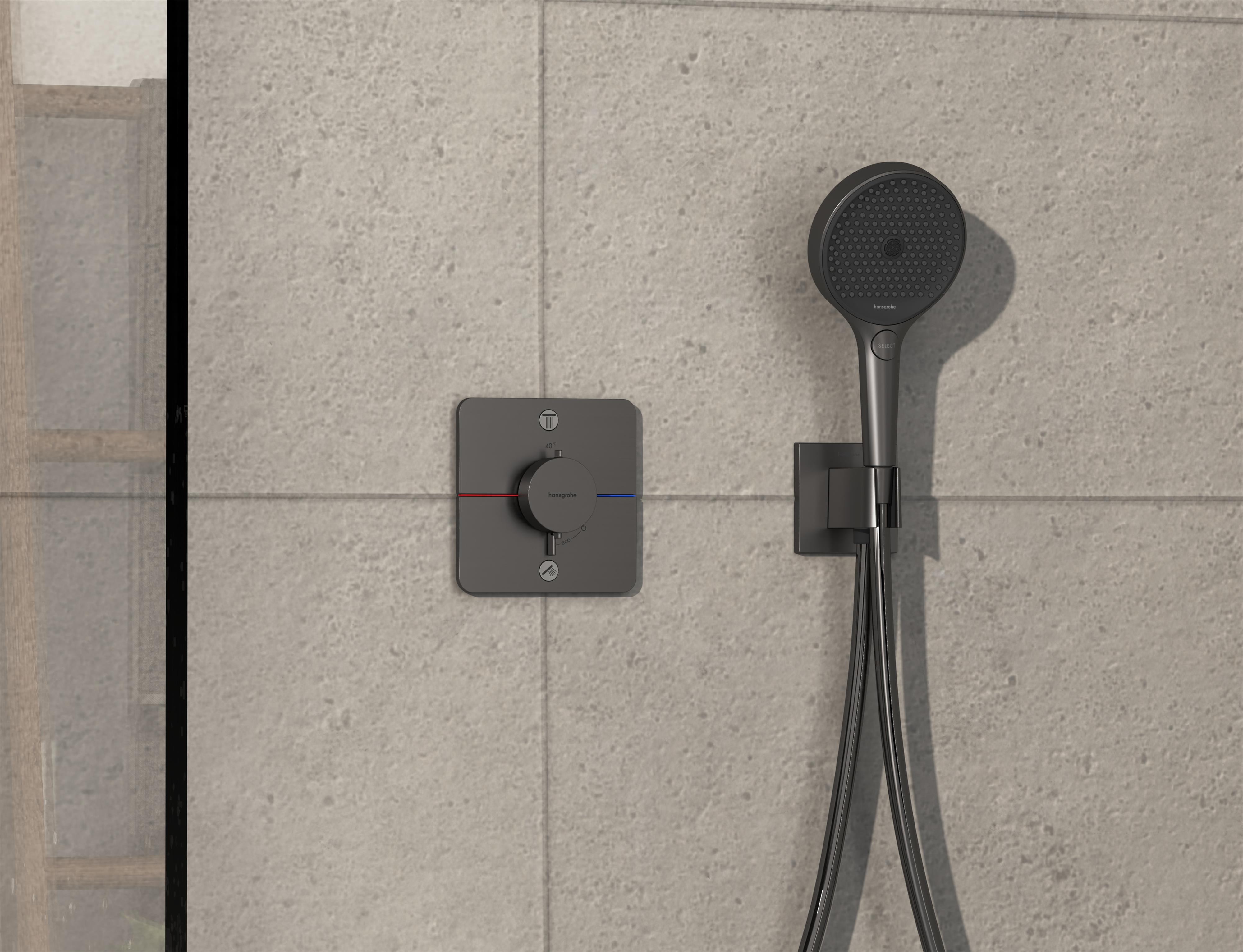Hansgrohe ShowerSelect Comfort Q bateria wannowo-prysznicowa podtynkowa termostatyczna czarny chrom szczotkowany 15583340