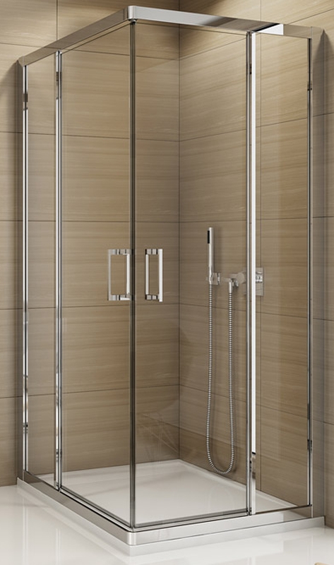 SanSwiss TOP-Line drzwi prysznicowe 80 cm częściowe 1/2 narożne prawe srebrny mat/szkło przezroczyste TED2D08000107