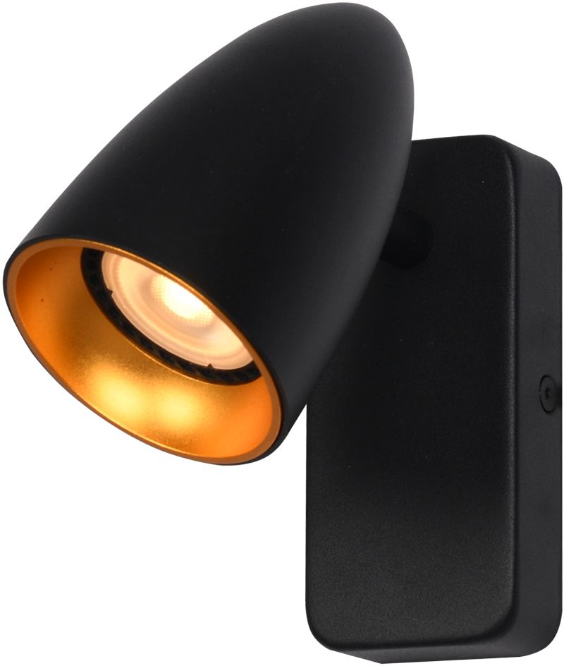Italux Tino kinkiet 1x10 W czarny WL-36748-1R-BK-GD