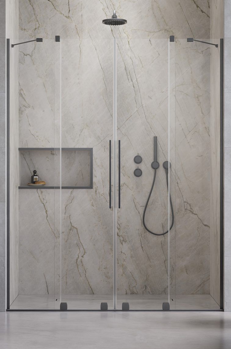 Radaway Furo Brushed Gunmetal DWD drzwi prysznicowe 160 cm gunmetal szczotkowany/szkło przezroczyste 10108438-92-01/10111392-01-01