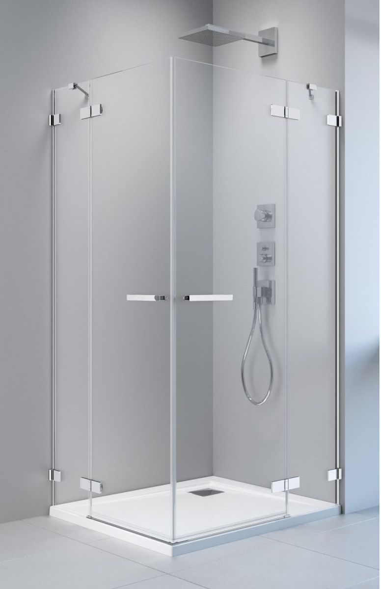 Radaway Arta KDD II drzwi prysznicowe 80 cm prawe ze ścianką stałą do kabiny narożnej chrom+/szkło przezroczyste ...