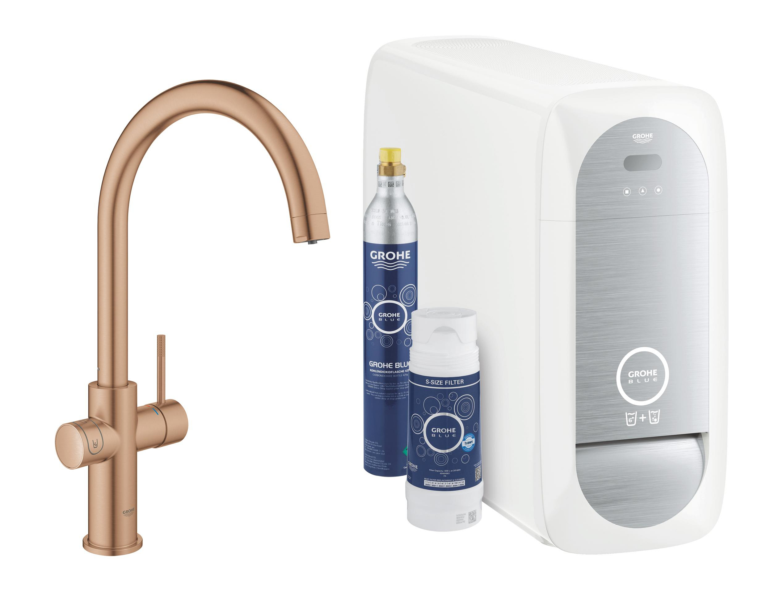 Grohe Blue bateria kuchenna z filtrem stojąca Brushed Warm Sunset 31455DL1