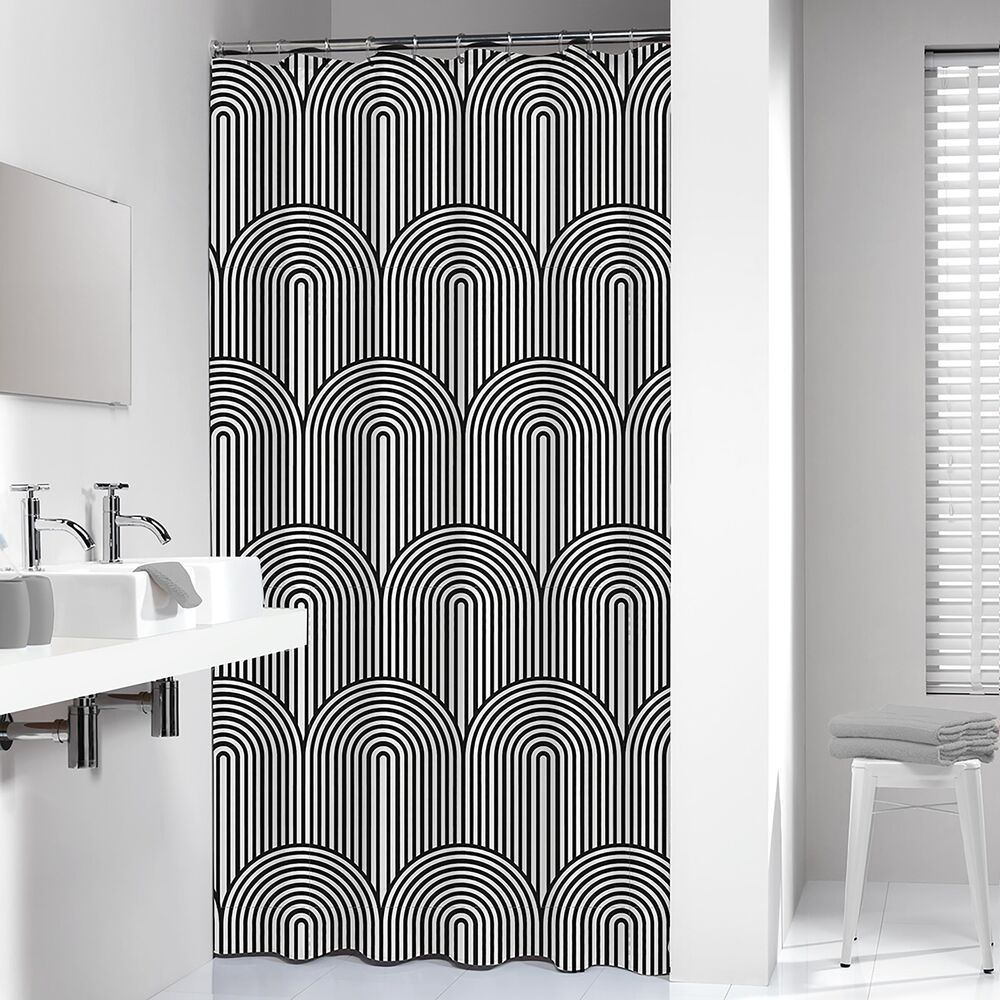 Sealskin Brave zasłona prysznicowa 180x200 cm PEVA czarny/biały 800148