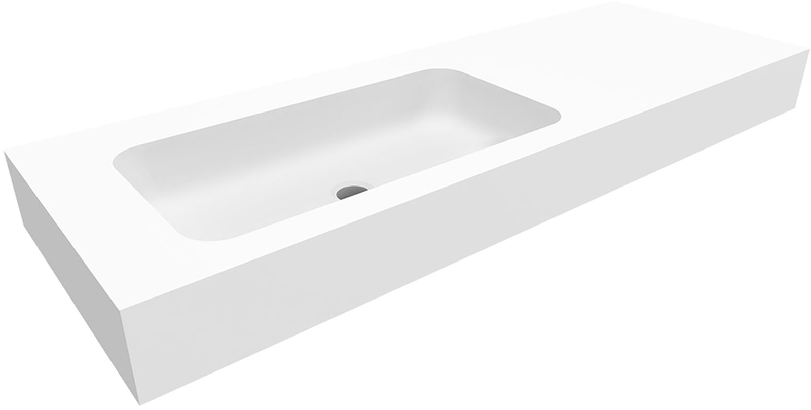 Cristalstone Linea Simpla umywalka 130x45 cm prostokątna ścienna-z blatem biała U1300-MBLOT/BO