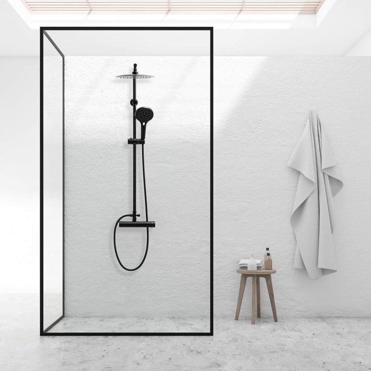 YokaHome Bergen zestaw prysznicowy ścienny z deszczownicą czarny mat BP.BERGEN-25-BLK