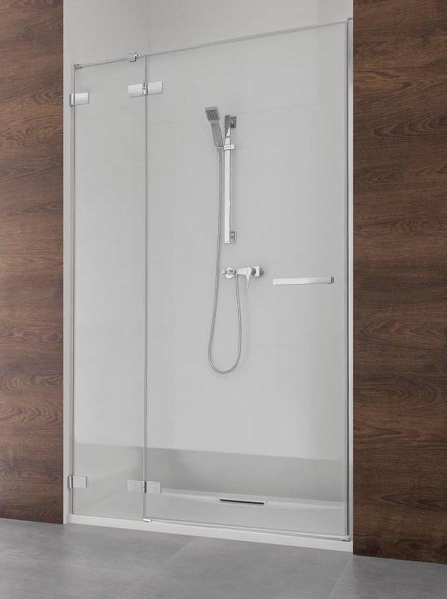 Radaway Euphoria DWJ drzwi wnękowe 80 cm lewe ze ścianką krótką chrom/szkło przezroczyste 383512-01L/383212-01L