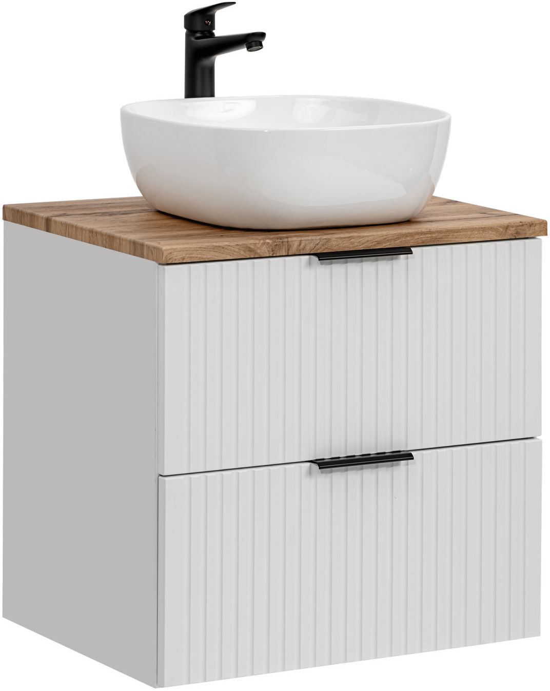 Zestaw Comad Adel White szafka 60x46 cm podumywalkowa wisząca z blatem i umywalką biały SET -ADW B 60 CM UN 6252 - Wysyłka w 24h