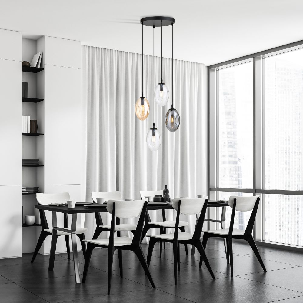Emibig Astral lampa wisząca 4x10 W czarny/przezroczysty/grafitowy/miodowy 1268/4PREM