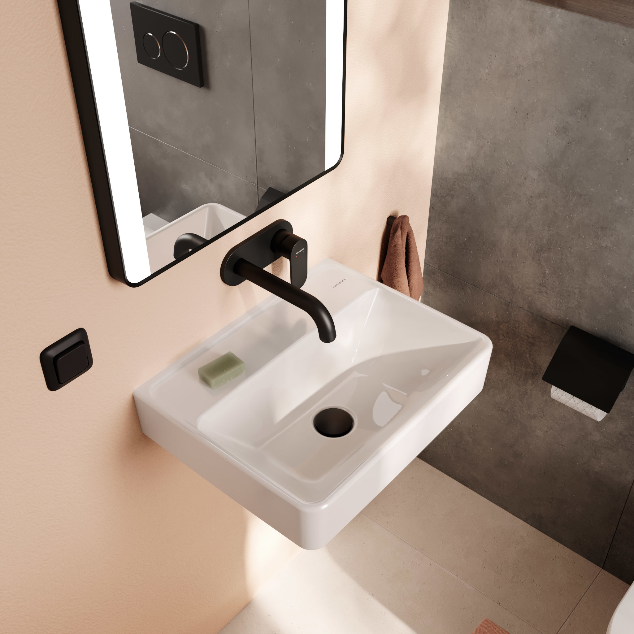 Hansgrohe Xanuia Q umywalka 50x39 cm prostokątna ścienna biała 61145450