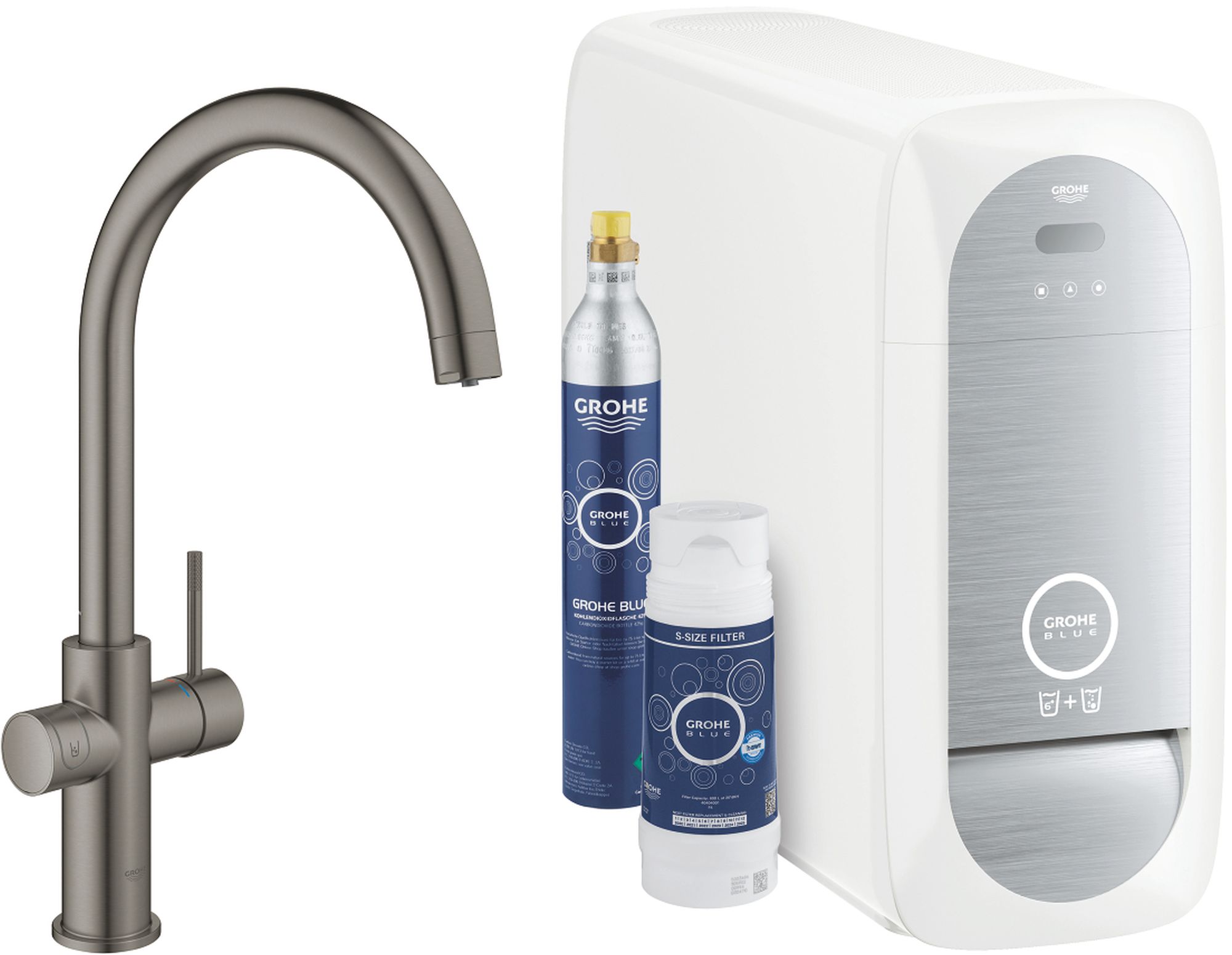Grohe Blue bateria kuchenna z filtrem stojąca Brushed Hard Graphite 31455AL1