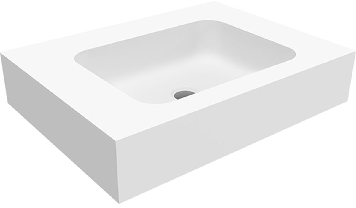 Cristalstone Linea Simpla umywalka 60x45 cm prostokątna ścienna biała U600-MCOT/BO