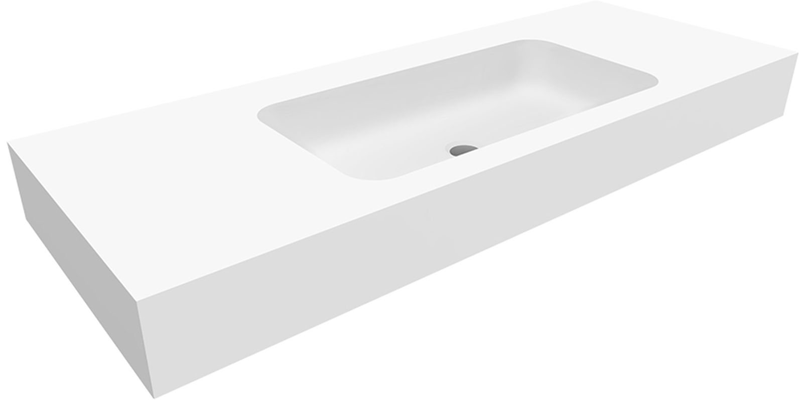 Cristalstone Linea Simpla umywalka 120x45 cm prostokątna ścienna-z blatem biała U1200-MCOT/BO