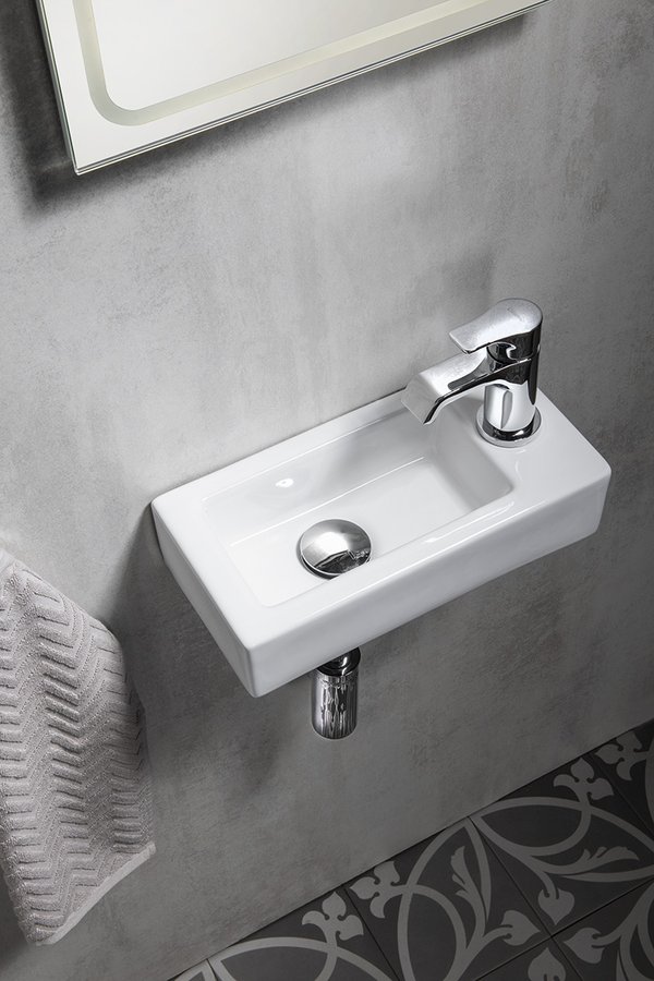 Sapho Small Zoe umywalka 37x18 cm ścienna prostokątna prawa biała AR495 - Wysyłka w 24h