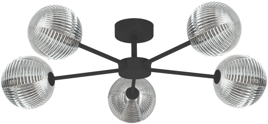 Kaja Greta lampa podsufitowa 5x10 W czarna-grafitowa K-5717