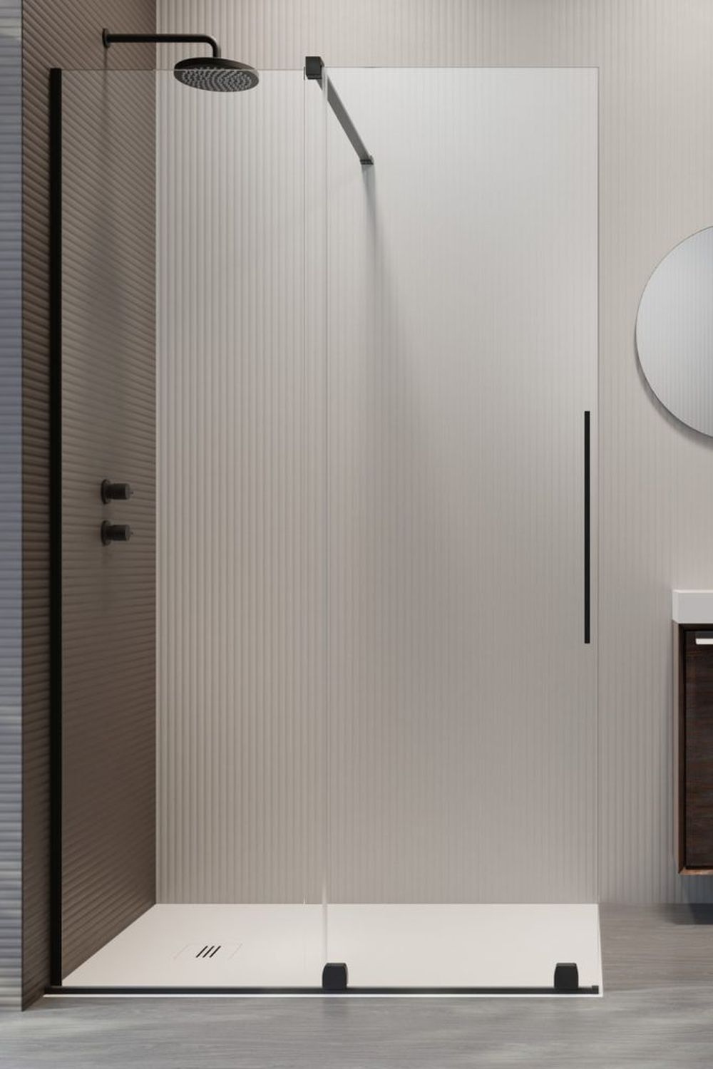 Radaway Furo Black Walk-In drzwi prysznicowe 53,8 cm lewe czarny mat/szkło przezroczyste 10106538-54-01L