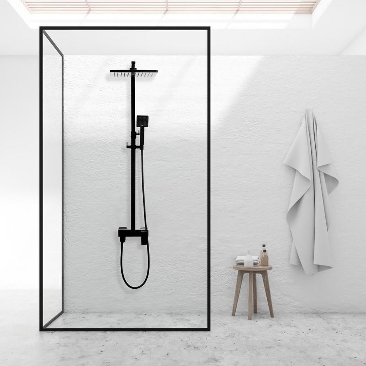 YokaHome Cube zestaw wannowo-prysznicowy ścienny z deszczownicą czarny mat BP.CUBE-30-BLK - Wysyłka w 24h
