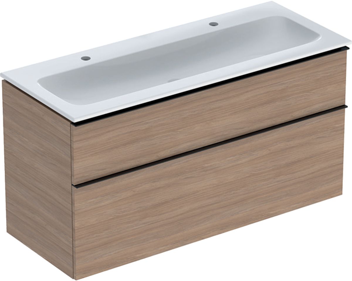 Geberit iCon Set Slim umywalka z szafką 120 cm zestaw meblowy dąb/lava mat 502.338.JH.1