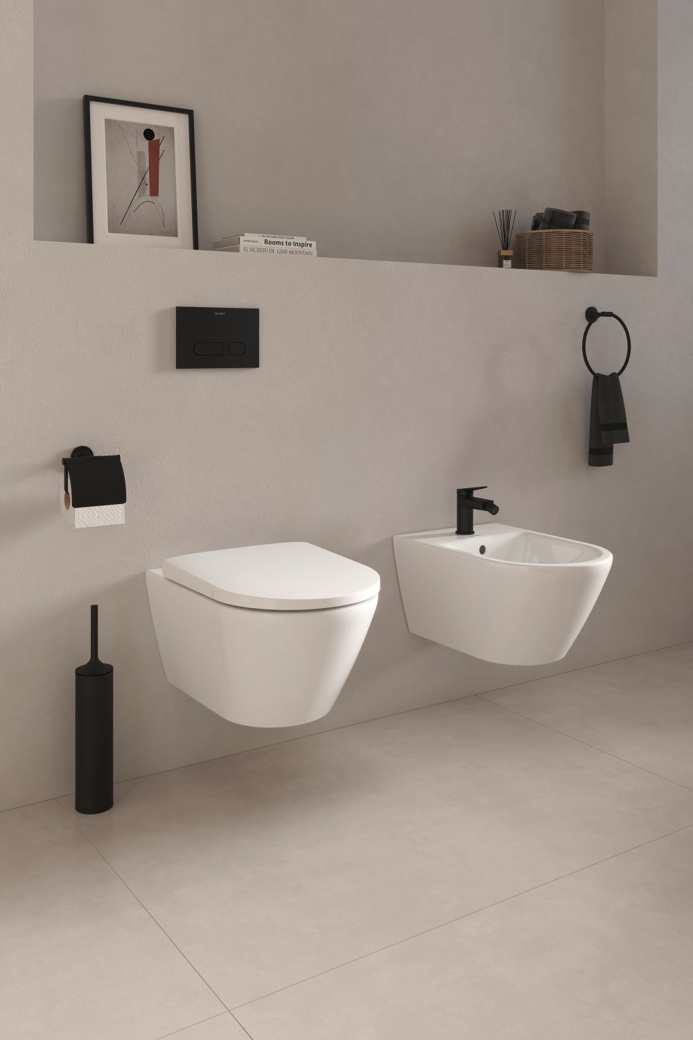 Duravit Wave bateria bidetowa stojąca czarny mat WA2400001046