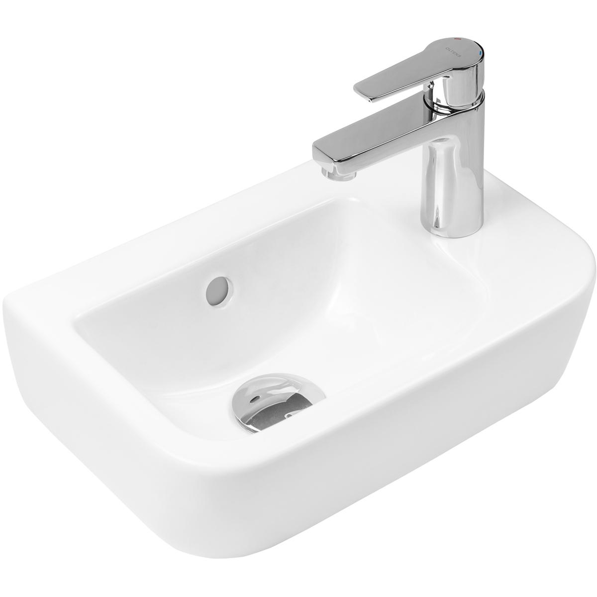 Oltens Vernal umywalka 37x24,5 cm wisząca prawa z powłoką SmartClean biała 41505000 - Wysyłka w 24h