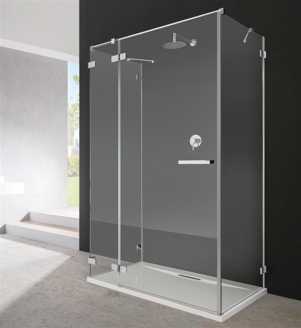 Radaway Euphoria KDJ+S drzwi jednoczęściowe 80 cm lewe ze ścianką krótką chrom/szkło przezroczyste 383512-01L/383221-01L