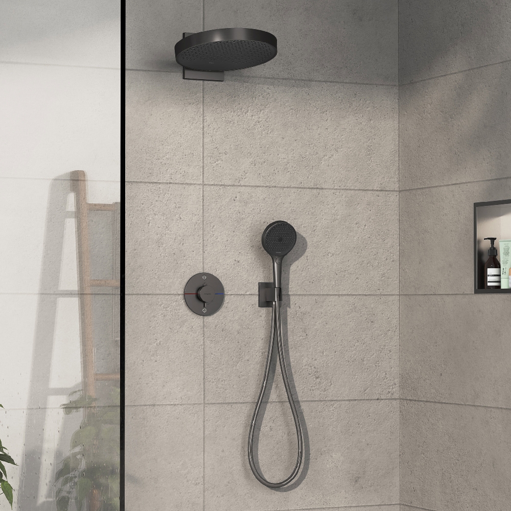Hansgrohe ShowerSelect Comfort S bateria wannowo-prysznicowa podtynkowa termostatyczna czarny chrom szczotkowany 15556340