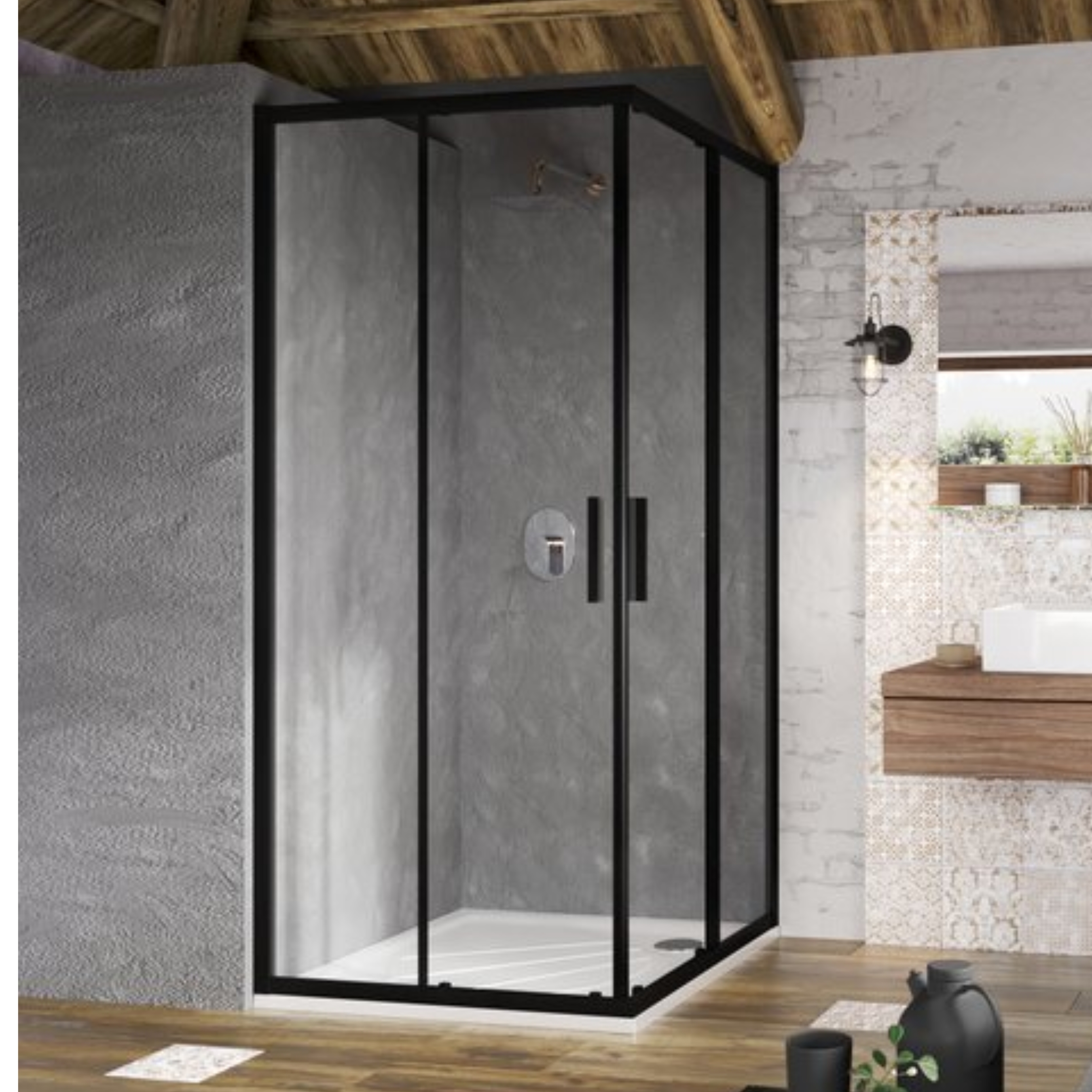 Ravak Blix Slim BLSRV2-80 kabina prysznicowa 80x80 cm kwadratowa czarny mat/szkło przezroczyste X1LM40300Z1