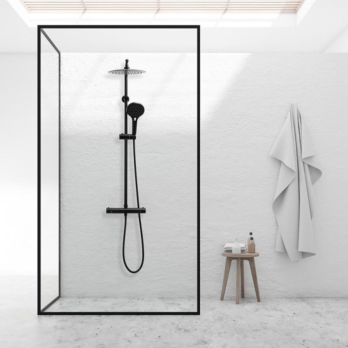 YokaHome Bergen zestaw prysznicowy ścienny termostatyczny z deszczownicą czarny mat BP.BERGEN-THERM-25-BLK - Wysyłka w 24h