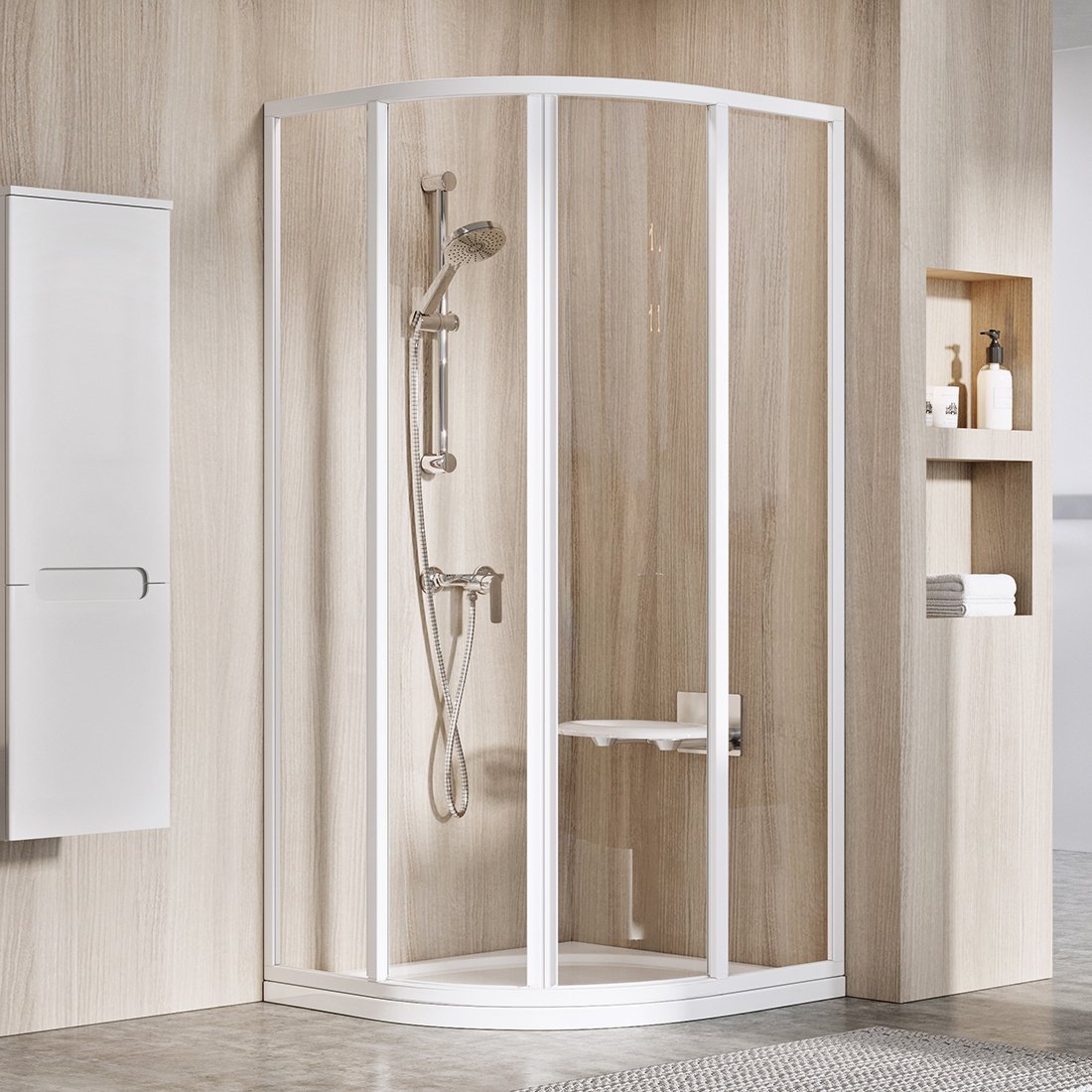 Ravak Supernova SKCP4-90 kabina prysznicowa 90x90 cm półokrągła biały/szkło przezroczyste 3117O102Z1