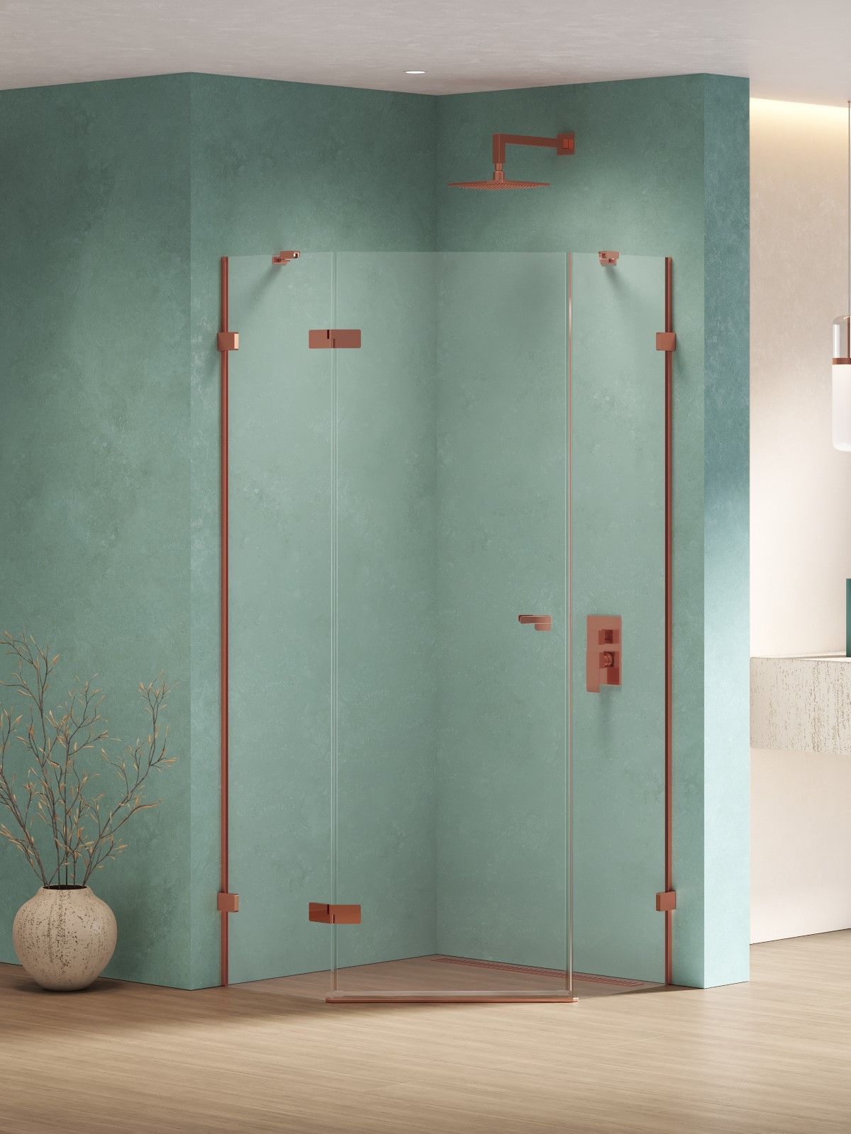 New Trendy Eventa Copper Shine kabina prysznicowa 90x90 cm lewa miedź połysk/szkło przezroczyste EXK-6515