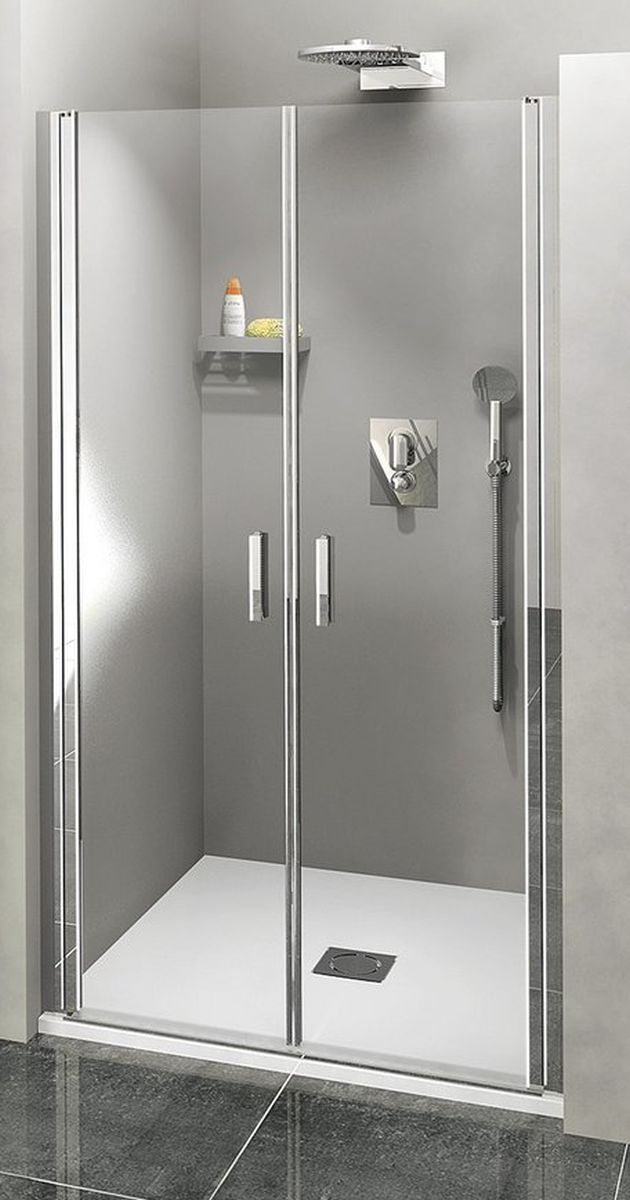 Polysan Zoom Line drzwi prysznicowe 80 cm wnękowe dwuskrzydłowe chrom/szkło przezroczyste ZL1780