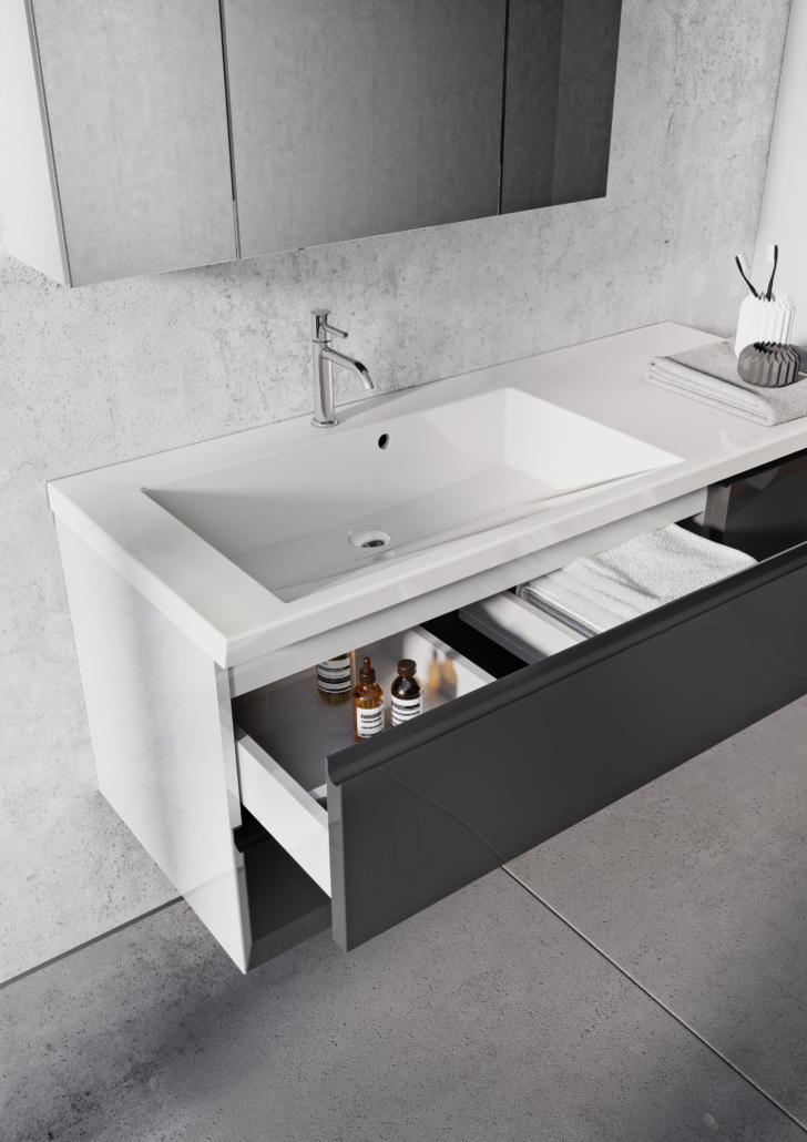 Oristo Brylant umywalka 125x50 cm meblowa prostokątna lewa biała UME-BR-125-92-L