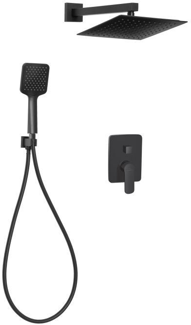 Invena Siros Black zestaw prysznicowy podtynkowy z deszczownicą czarny BS-90-011