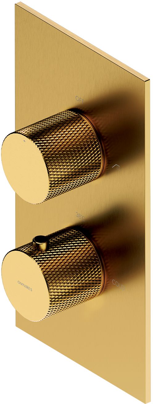 Omnires Contour bateria wannowo-prysznicowa podtynkowa termostatyczna złoty szczotkowany CT8036GLB