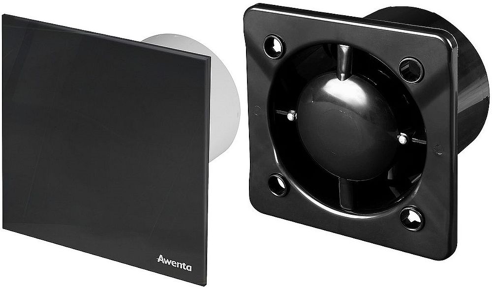 Zestaw Awenta System+ Silent 100H wentylator ścienno-sufitowy z panelem ozdobnym czarny/czarny mat (KWS100CZ, PTCB100M)
